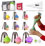 22Pcs Piping Nozzles Set, Stainless Piping Tip Set with 10 Pastry Piping Bags, Anti - Burst Cupcake Icing Bags, 2 Couplers, for Cake Decoration Cupcake Baking Cookie…