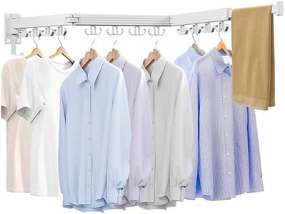 Kelisiting Wall Mounted Clothes Drying Rack, Laundry Drying Rack Wall Mounted, Upgrade 3-Foldable Clothing Drying Rack with 24 Hooks for Laundry, Laundry Organizer for Laundry & Dorms-White
