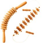 Mr.Woodware Wood Therapy Massage Tools - 2 Pcs Wooden Lymphatic Drainage Curved Roller Stick & Back Massager with Rope Massage Kit - Wood Massage Tools for Body Shaping, Sculpting, Maderoterapia