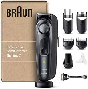 Braun Series 7 RASOIO ELETTRICO BARBA, REGOLABARBA UOMO, Rifinitore Di Precisione, lama barba Problade, 40 Lunghezze, Wet&Dry Ricaricabile, Imballaggio Riciclabile, Idea Regalo BT7441 Nero