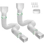 Gutter Downspout Extensions, 2 Pack Flexible Rain Gutter Downspout Extenders, Drainage Pipe Connector for Outdoor Gutter Splash Block, Drain Downspout Extender from 21"-70" - White