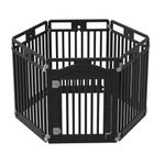 Gupamiga Puppy Playpen, foldable dog playpen with door, puppy enclosure for apartment, sturdy and smooth, easy installation, Black (130x65x80cm)