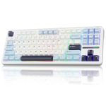 AULA F87 Wireless Mechanical Keyboard,75% TKL Gasket Custom Hot Swappable Keyboard,2.4Ghz/Type-C/BT5.0 Gaming Keyboard,Pre-lubed Greywood Switch RGB Backlit Keyboard for WINS/PC/Mac(Glacial Blue)