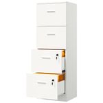 YITAHOME 4-Drawer File Cabinet with Lock, 131cm Deep Vertical Filing Cabinet for Letter A4-Sized Files, Need to Assemble, Storage Cabinet for Home Office