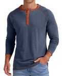 Sailwind Men's Henley Long Sleeve T-Shirt Cotton Casual Shirt VG-Navy Blue