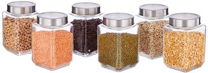 Amazon Brand - Solimo - Set of 6 Glass Jars - 650 ml - BPA-free, Airtight, Transparent