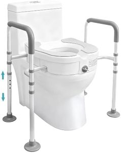 NnsZenith Raised Toilet Seat with Handles, Grey&White