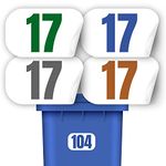 4 x Personalised Bin Numbers For Wheelie Bins with your House Number | Pack of 4 Colours | Choice of 3 Sizes from 16cm x 12cm | Waterproof | Bin Number Stickers