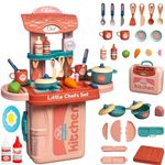 Famous Quality Big Stylish Kitchen Set for Girls Toy with Cooking Utensils Combo Items, Little Chef Realistic Miniature Chefs Pretend Play/Role Play Home Game