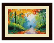 ArtX Paper Romantic Couple Nature Walk Scenic Framed Wall Art Painting, Multicolor, Nature, 18.0 X 23.5 inches, Set of 1