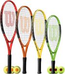 Wilson Federer Junior Tennis Racket & 3 Tennis Balls (19"- 25" for Ages 2 to 10 Year Olds) (19" & 3 Starter Balls (Age 3-4))