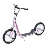 HOMCOM Youth Scooter Adult Teen Push Scooter Kids Children Stunt Scooter Bike Bicycle Ride On 16" Pneumatic Tyres (Pink)