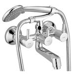 ALTON GRC3795 Brass Wall Mixer With Crutch & 5-Function Hand Shower With 1.5 Meter Flexible Tube (Chrome)