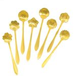 Yindella Stainless Steel Spoon Set of 8 Table Spoon 12x4 cm Housewarming Gift Food Grade Silverware for Home Kitchen Restaurant Polished (Gold)