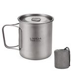 Lixada Titanium Pot Camping Titanium Mug Portable Folding Handle Outdoor Cup Water for Picnic Hiking