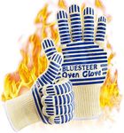 Oven Gloves, Heat Resistant 540 Degrees Grilling Gloves, Hot Surface Handler Non-Slip Silicone Oven Mitts with Fingers, BBQ Gloves for Cooking/Kitchen/Baking, Pack of 2