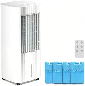 Portable Evaporative Air Cooler,3 In 1 Swamp Cooler with 4 Ice Packs,15H Timer,3 Speeds & 3 Modes,Remote,Cooling Fan for Bedroom,Living Room,Office,Pet-Friendly,White