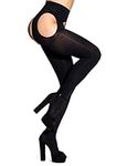 SUREPOCH suspender tights for women Plus Size Garter Belt Black Control Top Pantyhose