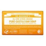 Dr Bronner's Citrus Orange Pure Castile Bar Soap, Made with Organic Oils and No Synthetic Fragrances, Used for Face, Body and Hair, Certified Fair Trade & Vegan Friendly, 140g Bar