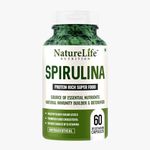 Nature Life 100% Organic Spirulina capsules 2000mg Per Serving - Spirulina Superfood | Supports Energy, Immunity & Detox I World No 1 Spirulina - 60 Veg Capsules