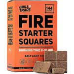 Grill Trade Fire Starter Squares 144, Easy Burn Your BBQ Grill, Camping Fire, Wood Stove, Smoker Pellets, Lump Charcoal, Fireplace - Fire Cubes are The Best Barbeque Accessories - 100% All Natural