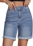 luvamia Woman Jorts Stretch Jean Shorts for Women Boyfriend Jean Shorts for Women Blue Jeans Shorts for Women Denim Womens 7 Inch Inseam Shorts Size Small Size 4 6