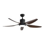 Hans Lightings Aura Ebony 56-Inch Ceiling Fan with LED Multi-Color Light and 5 ABS Blades - Dual-Tone Black/Brown