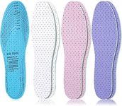 3 Pairs Breathable Shoe Insoles Inserts Ultra-Soft Cushioning Walking Comfort Insoles Double-Layer Latex Foam Perforated Insoles Replacement Insoles for Men 7-11 Woman 2-8 (White, Pink, Purple)