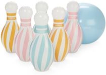 FUNBOY Classic Kids Backyard Bowling Set with Large Ball and Six Bowling Pins Perfect for Summer Parties