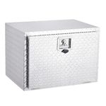 Garvee 24 Inch Heavy Duty Aluminum Tool Underbody Box, Waterproof Square Truck Storage Organizer Chest for Pick Up Truck Bed, Rv Trailer With T-Handle Latch and a Mesh Pocket, Silver