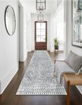 Wonnitar Washable Rug Runner for Kitchen, 2'6"x10' Moroccan Extra Long Runner Rugs for Hallways, Boho Non-Shedding Low Pile Floor Carpet Runner for Entryway Living Room (Silver Grey,2" 6x10')