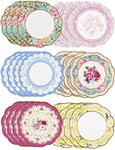 Pack of 24 Vintage Floral Paper Pla