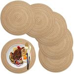 maifey Placemats Round Placemats set of 6,14.17 Inch,Table Mats Washable Easy Clean Heat-Resistant Non-Slip for Kitchen Dining Table,coffee color