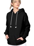MBJ WSK2375M Hoodie Hoody with Airpods Strap Anti-Lost Leash String - Compatible with Airpods Pro/2/1 M Black
