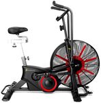 Strongology TITANIUM Assault Bike Adjustable Resistance Dual Belt Magnetic 24” Fan Professional Air Bike with Clear LCD Display