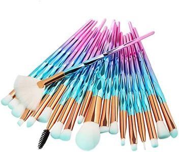 TAVVKE Makeup Brushes Set, 20Pcs Unicorn Rainbow Diamond Handle Soft Synthetic Hair Makeup Brush Set Make Up Brushes Eyeshadow Blusher Powder Blending Brush Kit (Blue & Pink)