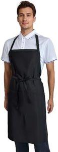 Eksict Long Aprons for Women with 3 Pockets, Waterproof Waiter Apron, Machine Washable Aprons for Cooking, Men Bbq Apron, Black