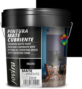 JOVIRA PINTURAS Pintura Mate Cubriente | 24 colores | Pintura interior-exterior con excelente poder cubriente. (4 Litros, Negro)
