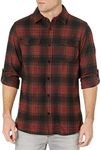 Burnside Men's Yarn-Dyed Long Sleeve Flannel Shirt, Crimson, Medium