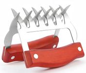 AJIMAOMI Heavy Duty BBQ Meat Shredder Claws, Food Grade Stainless Steel with Wooden Handles, for Pulled Pork Beef Chicken, Smoker Grill Tool, 2 Pack