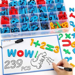 235 Pcs Magnetic Letter Number with Magnet Board, 2 Erasable Magnetic Pen and Storage Box, Foam ABC Alphabet Gift for Refrigerator Fridge, Classroom Toy for Toddler Kid Child Spelling & Learning Game