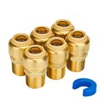 SUNGATOR 6-Pack Male Adapter 1/2 Inch by 1/2 Inch, Straight Connector Plumbing Fitting, Push Fit PEX Fittings with Disconnect Clip, Push-to-Connect Copper, CPVC, Lead Free Brass Pipe Fittings