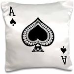 3dRose pc_76552_1 Ace of Spades Playing Card-Black Spade Suit-Gifts for Cards Game Players of Poker Bridge Games-Pillow Case, 16 by 16"