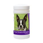 Healthy Breeds Dog Tear Stain Remover Wipes for Boston Terrier - Over 200 Breeds - Facial Eye Cleaner - 70 Wipes - Cleans Crust Stains Mucus Saliva - Mild Gentle Fragrance Free