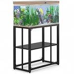 TOCRETOARE Fish Tank Stand 10-15 Gallon, Metal Aquarium Stand, 24.8" L x 9.2" W*30.1”H Double-Layer Storage Design, Suitable for Home Office Use, 660LBS Capacity, Black (Tank not Included)