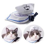 PETLESO Cat Costume Cat Sailor Hat Outfit Pet Halloween Costumes for Kitten,Puppy