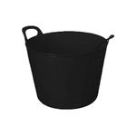 VTL® PLASTIC FLEXI TUB - LARGE | MEDIUM | SMALL - STORAGE CONTAINER - PLASTERING BUCKET - CEMENT MIXER - TOY STORAGE - INDOOR - OUTDOOR - GARDEN - (42 LITRE - LARGE, Black)