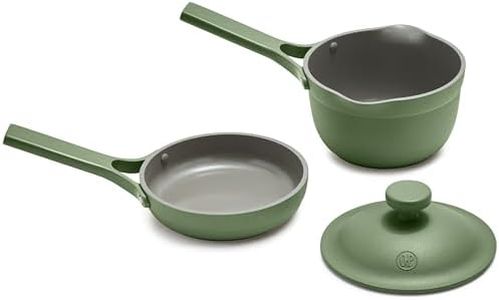 Our Place Tiny Cookware Duo | Tiny Always Pan (5.5") & Tiny Perfect Pot (1 Quart) with Shared Lid | Non-Toxic Ceramic Nonstick Cooking Set | Compact, Stackable & Space-Saving | Sage
