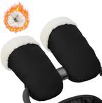 KAKIBLIN Winter Stroller Gloves, Hand Muff for Cold Weather, Universal Ultra-Plush Winter Stroller Mittens for Baby Parents, Warm Waterproof Windproof Strollers Glove Accessories(Black)
