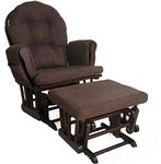 Brown Maternity Nursing Glider Rocking Chair Gliding with Stool Wood Frame